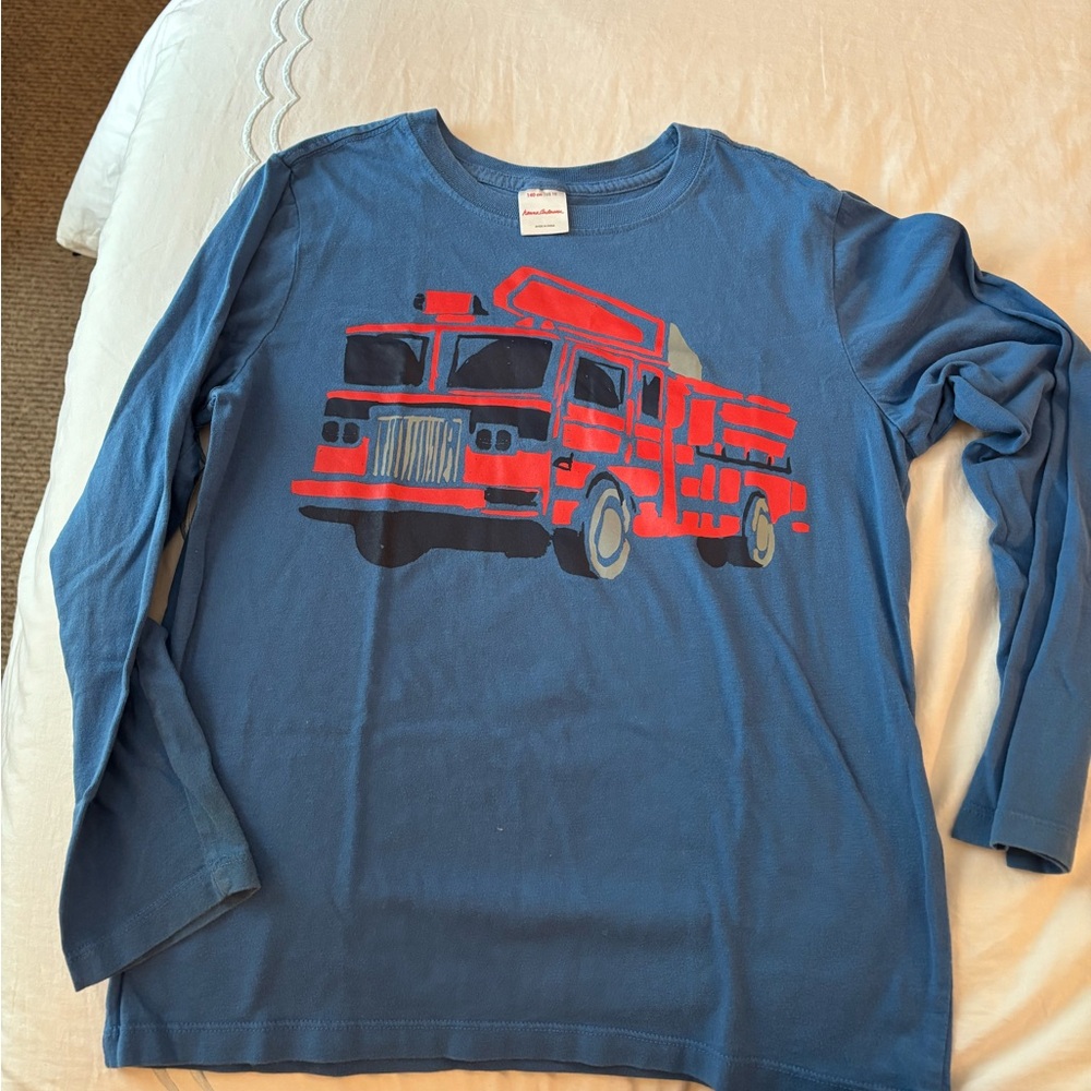 Kid's Hanna Andersson Long Sleeve Fire Truck Graphic Tee